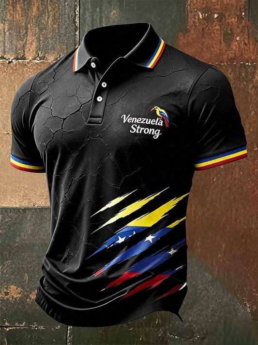 Men's Venezuela Strong Pattern Print Polo Shirt