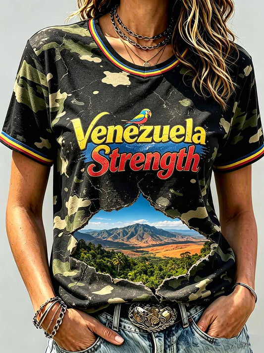 Women's Venezuelan Strong Pattern Print T-Shirt