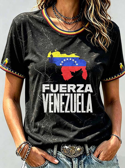 Women's Venezuelan Strong Pattern Print T-Shirt
