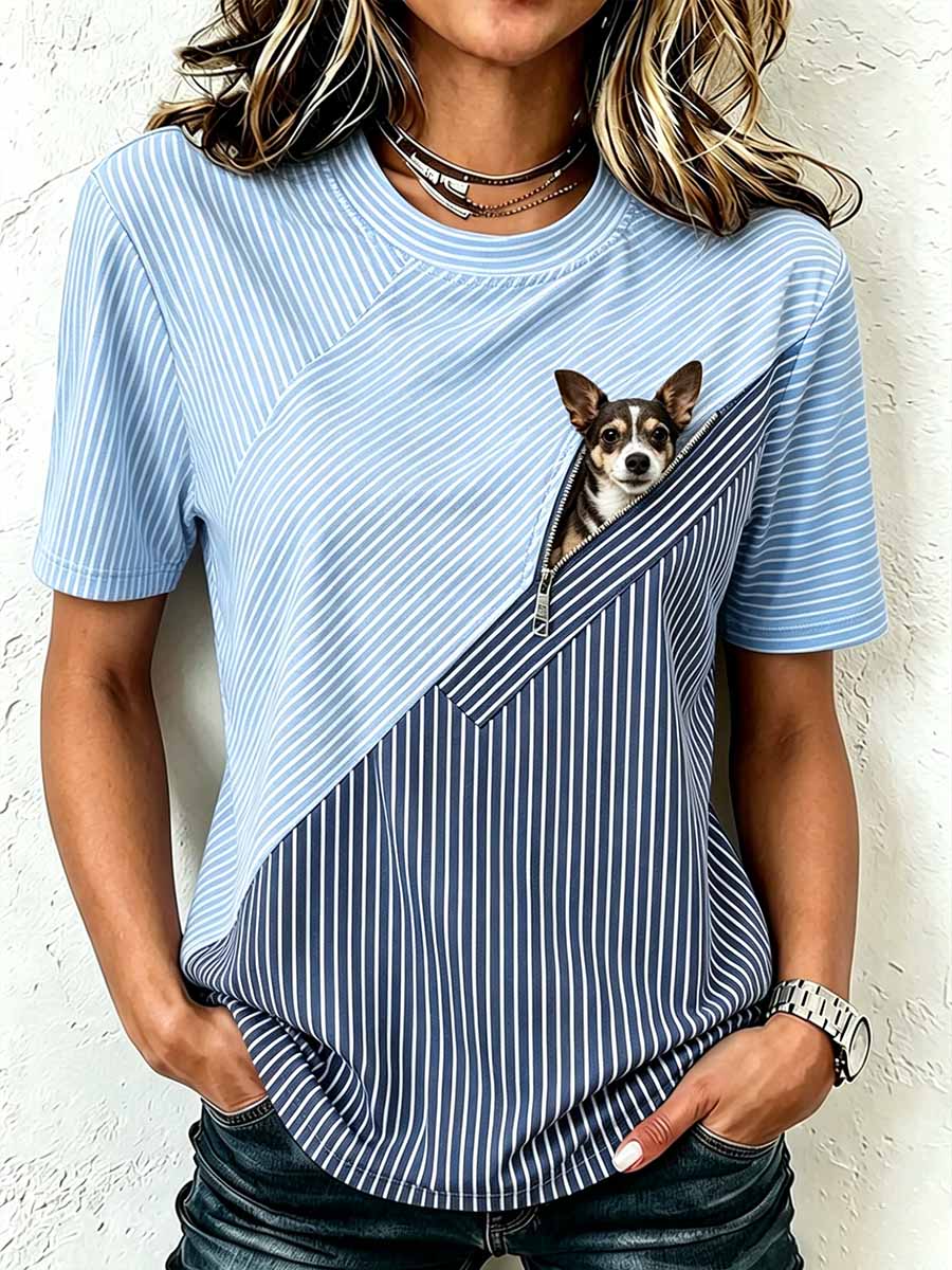 Women's Cute Puppy Pattern Print T-Shirt
