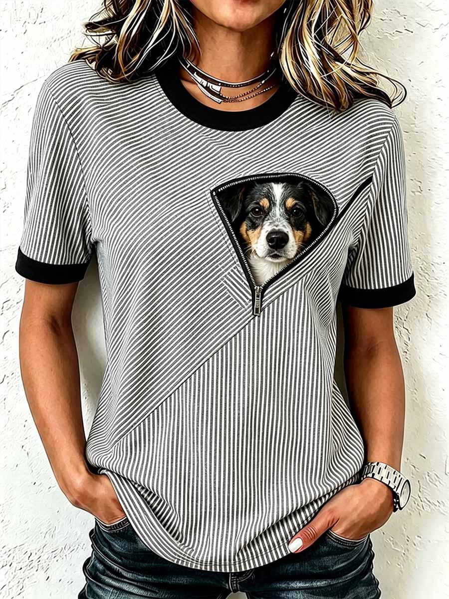 Women's Cute Puppy Pattern Print T-Shirt