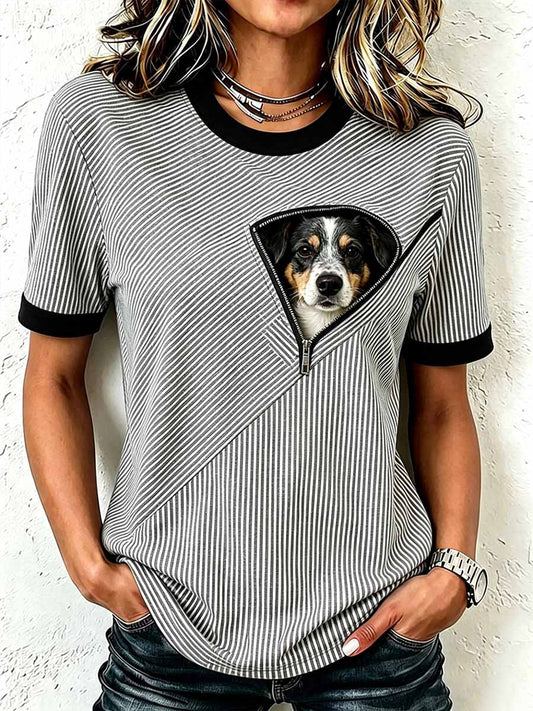 Women's Cute Puppy Pattern Print T-Shirt