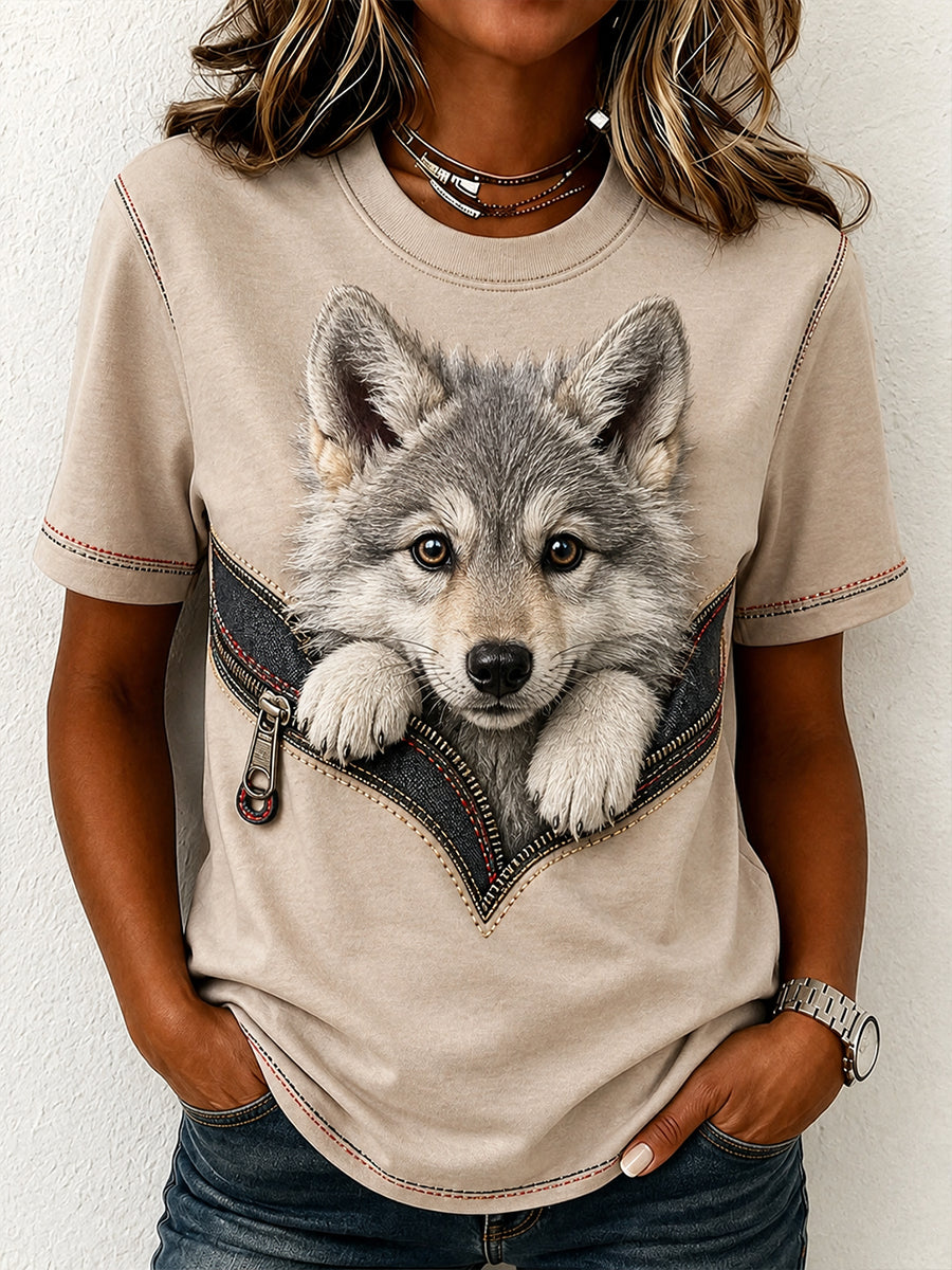 Women's Retro Animal Art Print Casual Top
