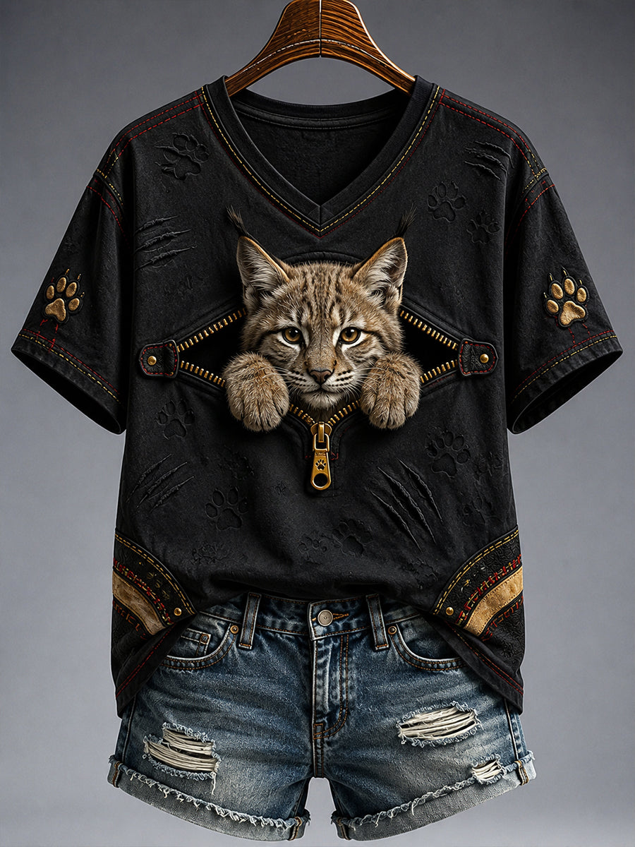 Women's Retro Animal Art Print Casual Top
