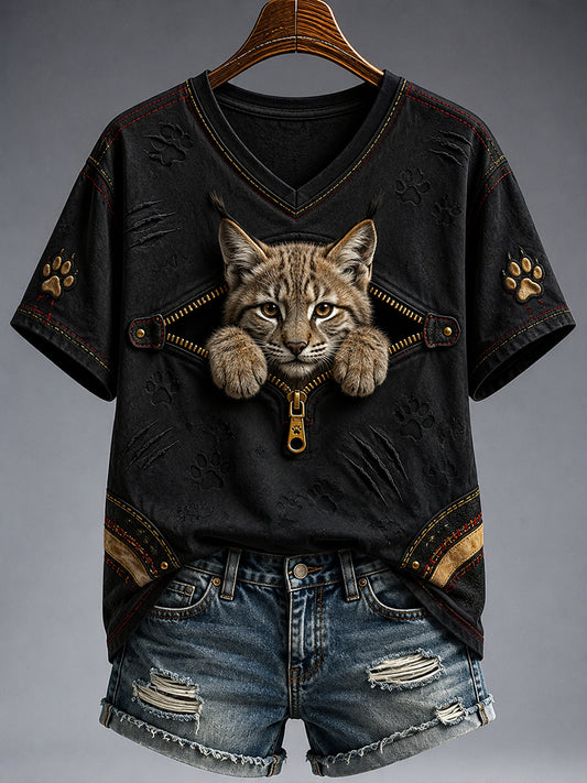 Women's Retro Animal Art Print Casual Top
