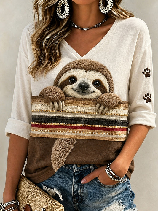 Women's Retro Animal Art Print Casual Top