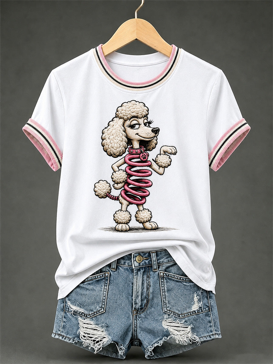 Women's Funny Dog Print Casual Tee