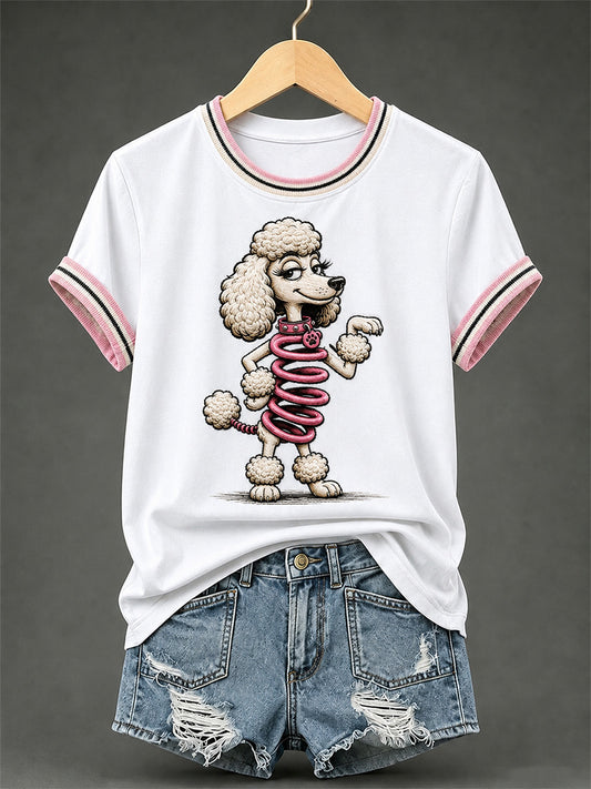 Women's Funny Dog Print Casual Tee