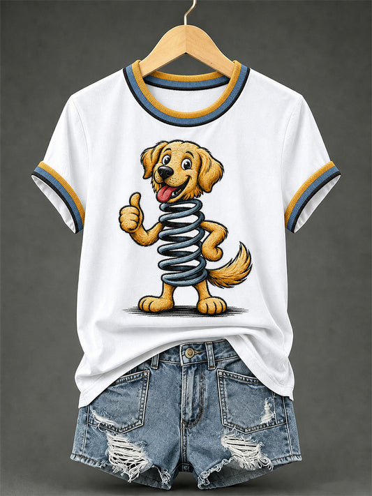Women's Funny Dog Print Casual Tee