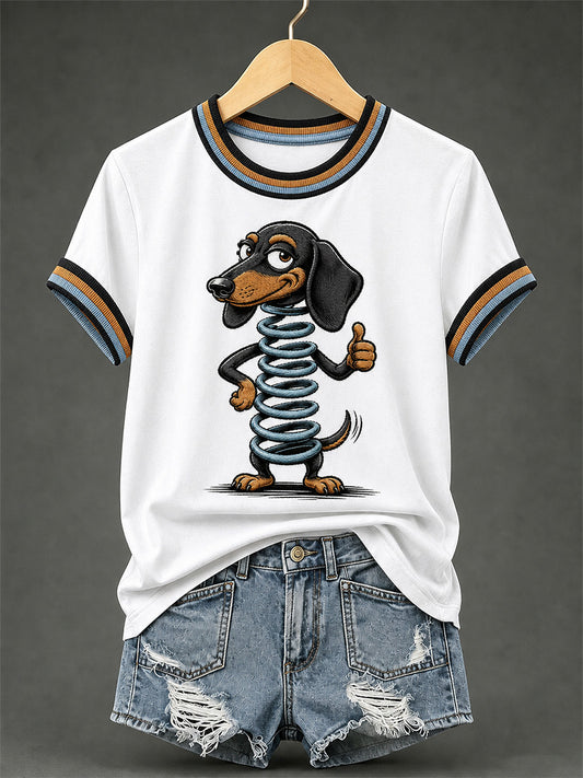 Women's Funny Dog Print Casual Tee