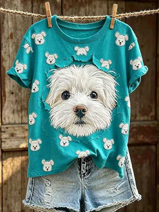 Women's Retro Animal Art Print Casual T-shirt