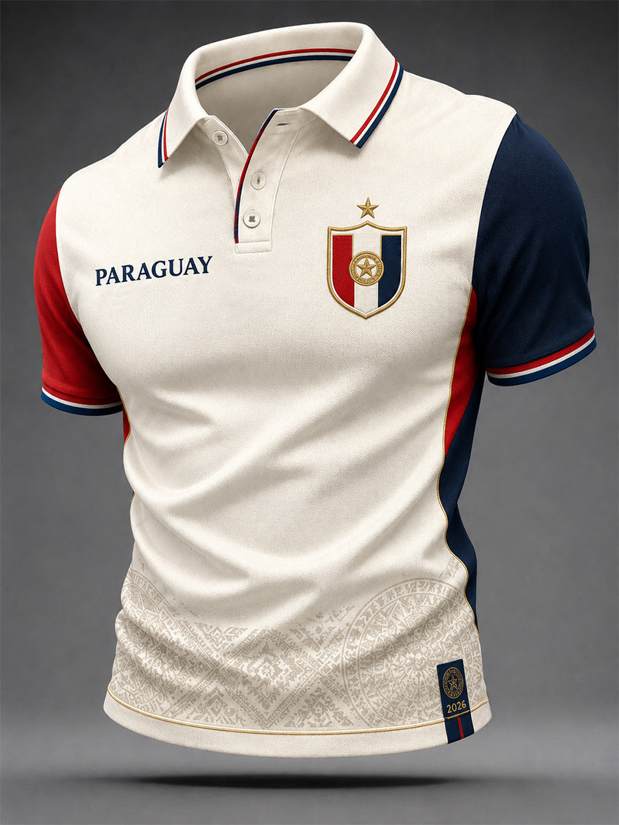 Men's Gift For Paraguay Football Fans Print Casual Polo