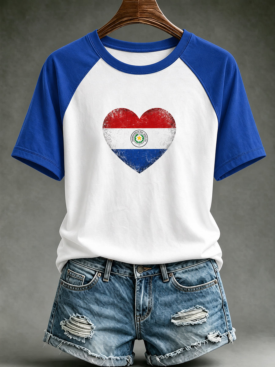 Women's Paraguay Football Fan Gift Art Print Casual Short Sleeve T-shirt