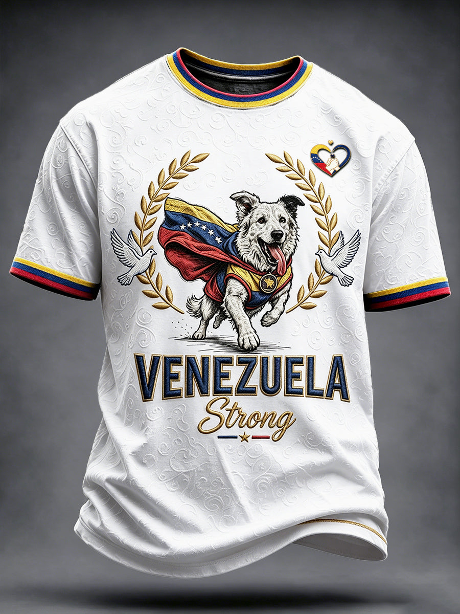 Men’s White Venezuela Dog Rescue Hero Print Casual T-shirt