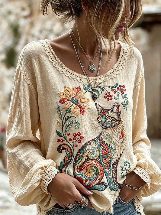 Women's Elegant Cotton-Linen Top