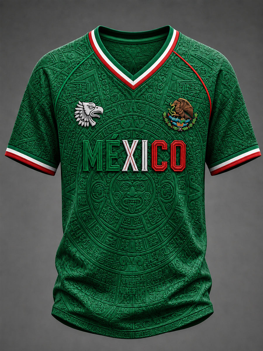 Men's Mexico Football Lover Art V-neck T-shirt