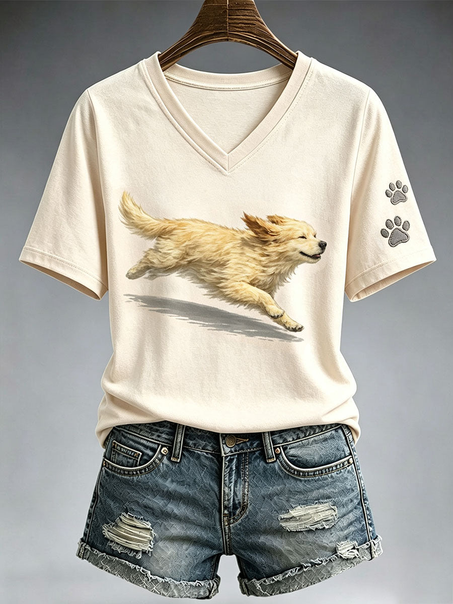 Women's Cute Running Golden Retriever T-Shirt