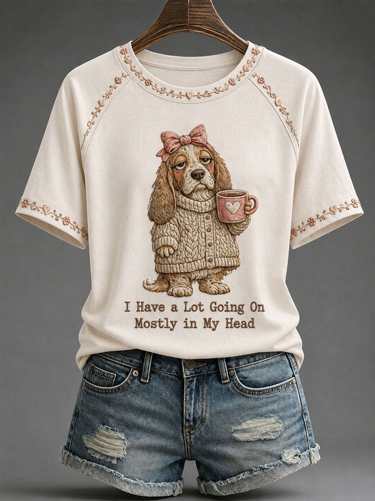 Women's Funny Dog Print Casual T-Shirt