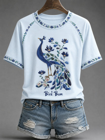 Women's Mahjong Print Casual T-Shirt