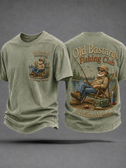 Men's Funny Old Bastards Fishing Club Lifetime Member Print Casual Tee