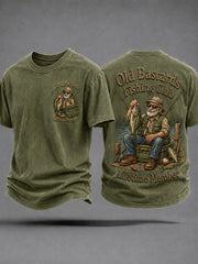 Men's Funny Old Bastards Fishing Club Lifetime Member Print Casual Tee