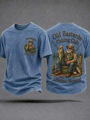 Men's Funny Old Bastards Fishing Club Lifetime Member Print Casual Tee