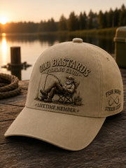 Unisex Funny Old Bastards Fishing Club Lifetime Member Print Hat