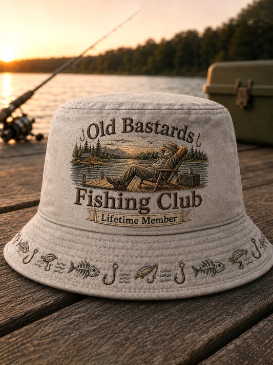 Unisex Funny Old Bastards Fishing Club Lifetime Member Print Hat