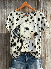 Women's Dalmatian Dog & Dog Coat Pattern Print short-sleeved T-shirt