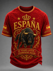 Men's We Are The Champions 2026 Print Celebrate España Champions Gift For Football Fans Casual Tee