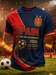 Men's We Are The Champions 2026 Print Celebrate España Champions Gift For Football Fans Casual Tee