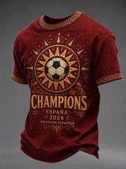 Men's España Champions Gift For Football Fans Print Casual Short Sleeve T-shirt