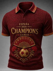 Men's España Champions Gift For Football Fans Print Casual Short Sleeve Top