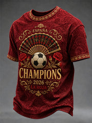 Men's España Champions Gift For Football Fans Print Casual Short Sleeve T-shirt