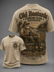 Men's Funny Old Bastards Fishing Club Lifetime Member Print Short Sleeve T-shirt