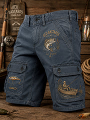 Men's Funny Old Bastards Fishing Club Lifetime Member Print Casual Cargo Shorts