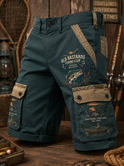 Men's Funny Old Bastards Fishing Club Lifetime Member Print Casual Cargo Shorts