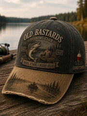 Unisex Funny Old Bastards Fishing Club Lifetime Member Print Hat