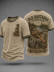 Men's Funny Old Bastards Fishing Club Lifetime Member Print Short Sleeve T-shirt