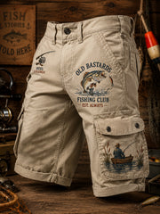 Men's Funny Old Bastards Fishing Club Lifetime Member Print Casual Cargo Shorts