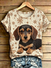 Women's Animal Art Printed Vintage Fashion Loose Short Sleeve T-Shirt