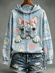 Women's Pink Bow French Bulldog Hoodie