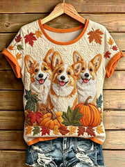 Women's Animal Art Printed Vintage Fashion Loose Short Sleeve T-Shirt