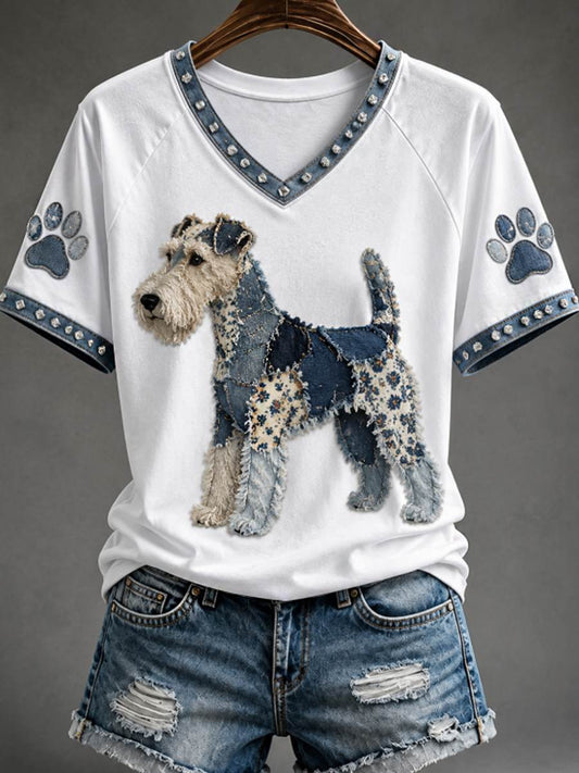 Women's V-neck off-shoulder short-sleeved T-shirt