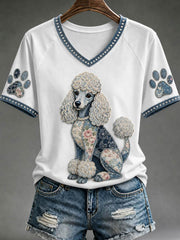 Women's V-neck off-shoulder short-sleeved T-shirt