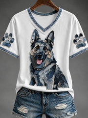 Women's V-neck off-shoulder short-sleeved T-shirt
