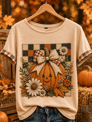Women's Cute Fall Pumpkin  Short Sleeve T-shirt