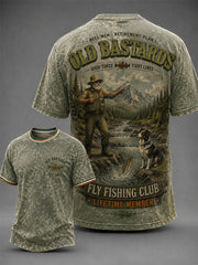 Men's Funny Old Bastards Fishing Club Lifetime Member Print Short Sleeve T-shirt