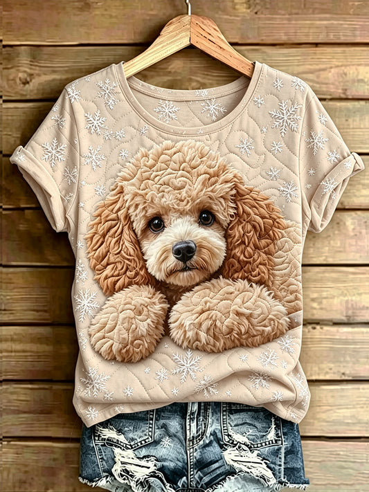 Women's Cute Animal Printed Vintage Fashion Loose Short Sleeve T-Shirt