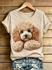Women's Cute Animal Printed Vintage Fashion Loose Short Sleeve T-Shirt